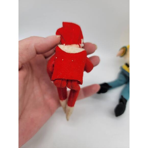 Vintage Elf Christmas Tree Hanging Sitting Ornaments Set of 2 Show signs of age - Picture 3 of 6